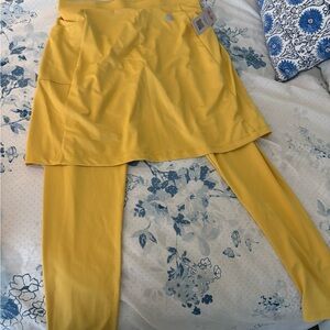 Vibrant Yellow Skirt Set with Leggings